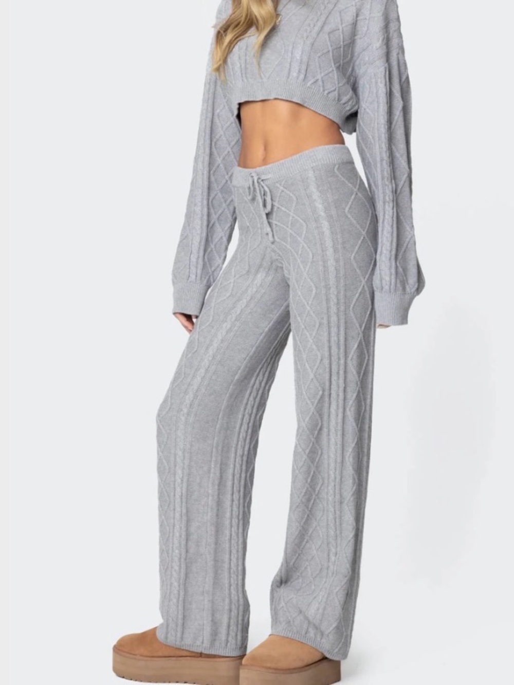 Edikted Kasey Cable Knit Pants